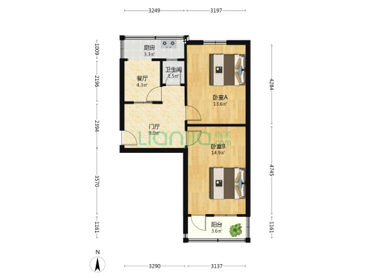 山大南路79号 2室1厅1卫 62平方
