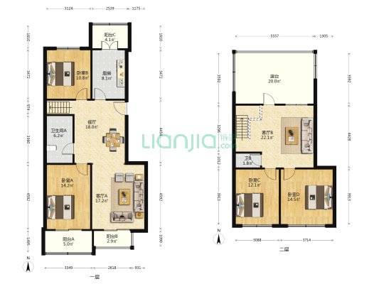 美好公寓 4室3厅2卫 168平方