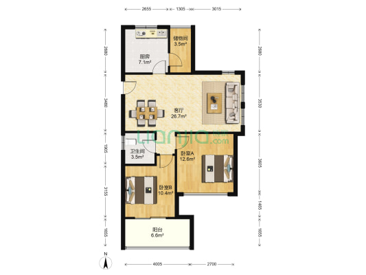 闻潮尚庭 2室1厅1卫 99平方