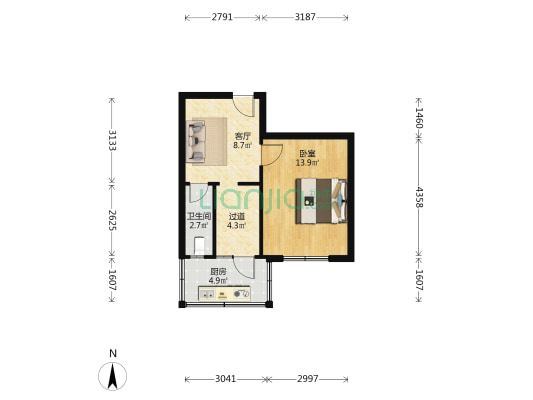 省纪检委宿舍 1室1厅1卫 42平方