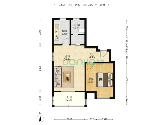 望佳花园 1室1厅1卫 74平方