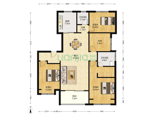 蓝光雍锦半岛 4室1厅2卫 138平方