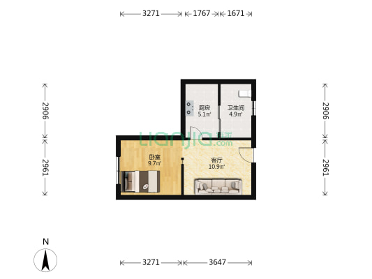 海富大厦 1室1厅1卫 40平方