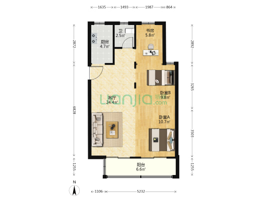 绿城通山郡三区 3室1厅1卫 88平方