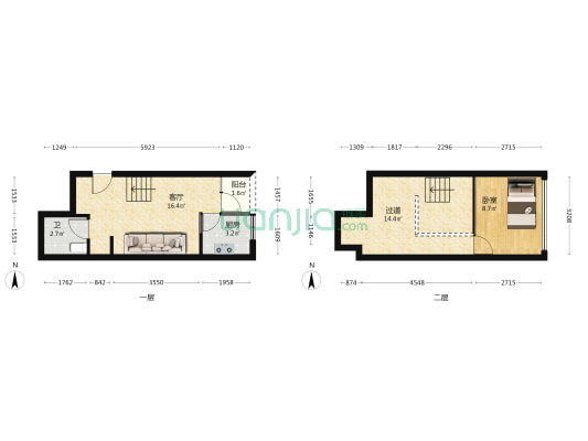 瀚康铂悦 1室1厅1卫 35平方