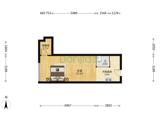 海赋国际 1室0厅1卫 58平方