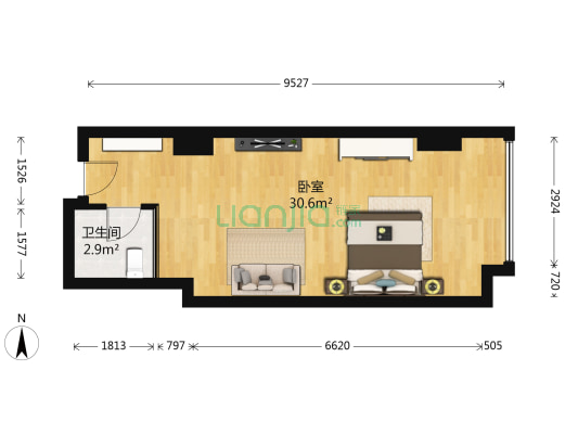五一新干线 1室0厅1卫 49平方