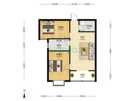 奇鑫苑 2室1厅1卫 84平方