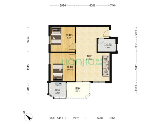 下埔大厦 2室1厅1卫 60平方
