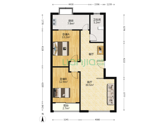 南平旺花园 2室1厅1卫 96平方