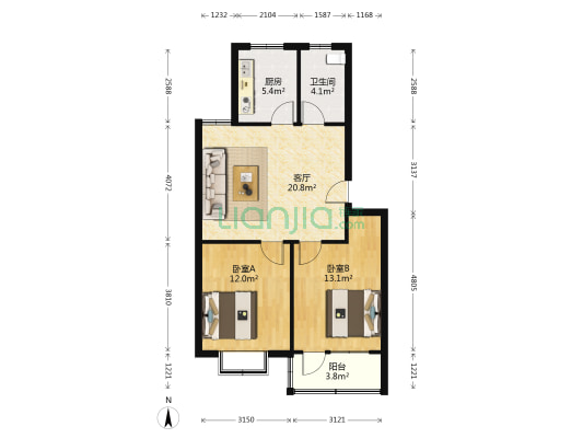 泰安东岳中学宿舍楼 2室1厅1卫 71平方