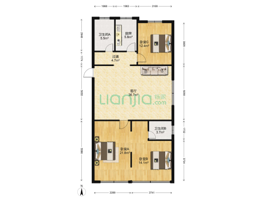 玉翠苑 3室1厅2卫 127平方