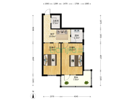 三十一处社区 2室1厅1卫 55平方