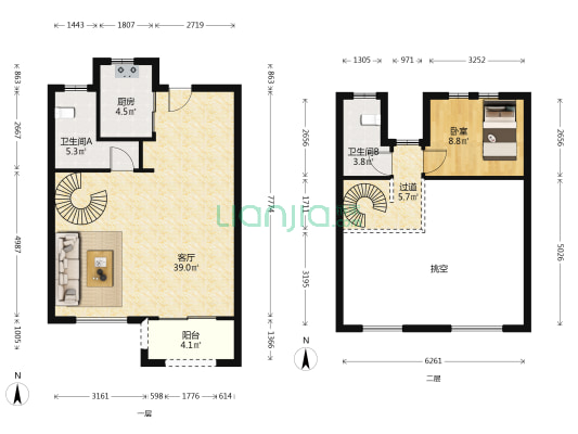 中天星耀城 1室1厅2卫 113平方
