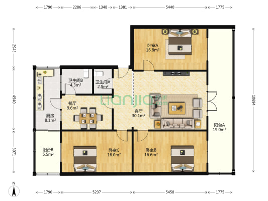 西固区交警大队家属院 3室2厅2卫 135平方