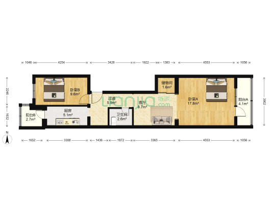 新风南里 2室1厅1卫 75平方