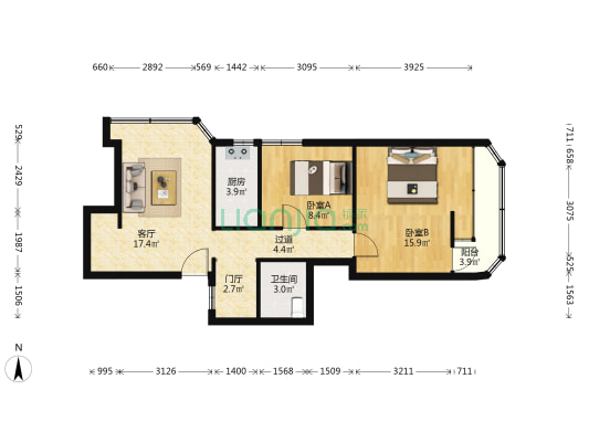 石油大楼 2室1厅1卫 82平方