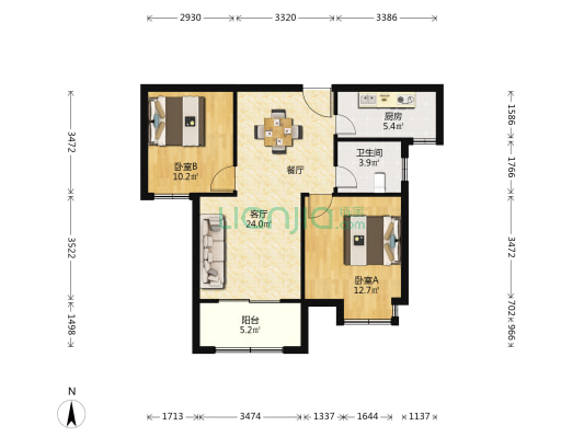 悦晟新苑 2室1厅1卫 93平方