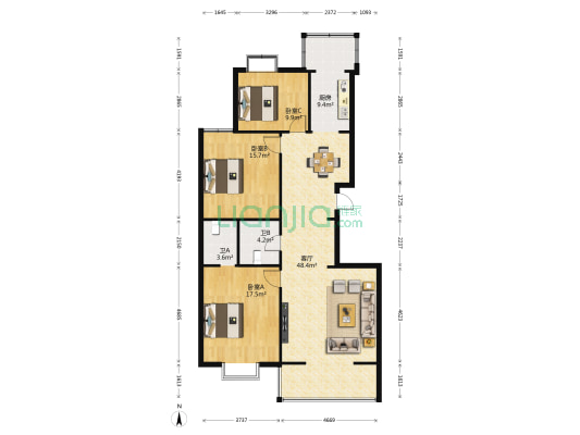 地和苑 3室1厅2卫 137平方