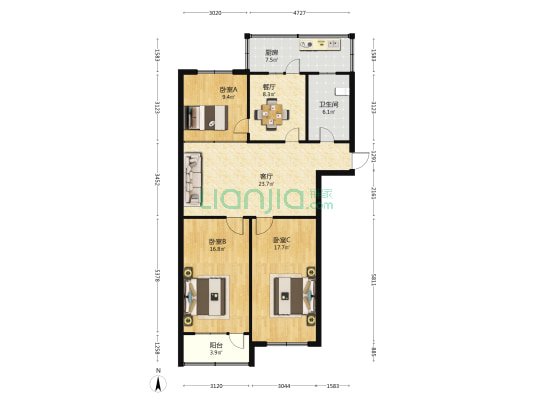 燃料公司家属院 3室2厅1卫 99平方