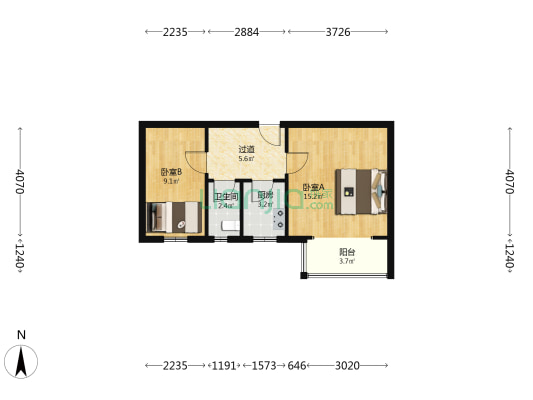 新郑路113号 2室0厅1卫 48平方