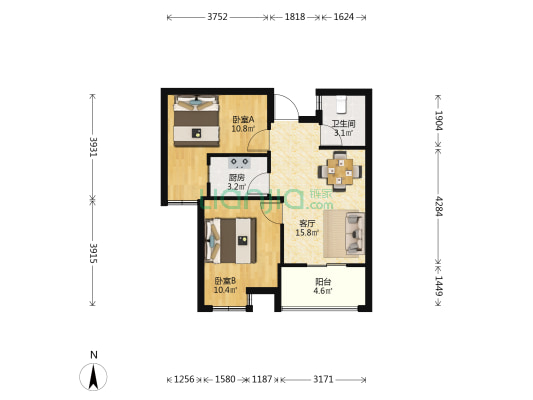鳌兴佳园一区 2室1厅1卫 61平方