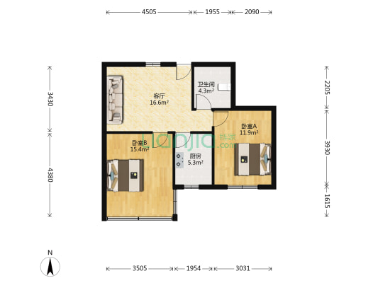 石家池小区 2室1厅1卫 63平方