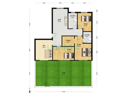 红大汇诚B区 3室1厅2卫 129平方