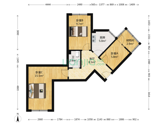 桃源春晖二期 3室1厅1卫 70平方