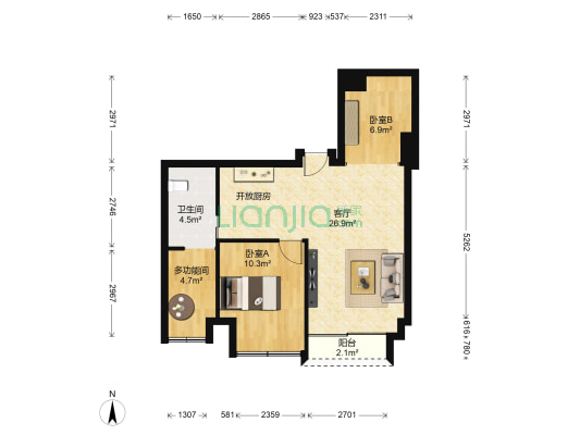君临天下2室2厅65 2平米 深圳福田区车公庙君临天下二手房 深圳链家