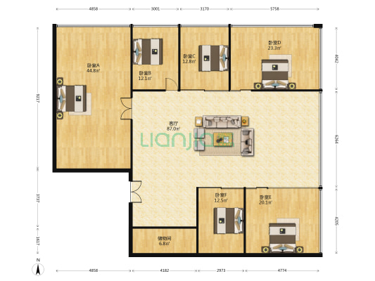 钱江浙商创投中心 6室1厅0卫 280平方