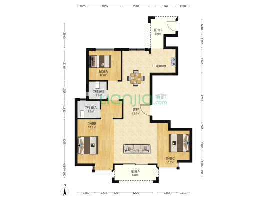 星悦家园 3室1厅2卫 131平方