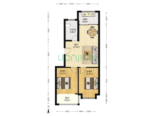 文苑小区(蓬莱) 2室1厅1卫 80平方