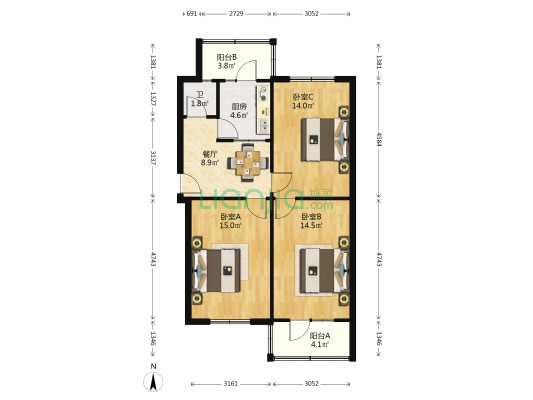 电力物资仓库家属院 3室1厅1卫 66平方