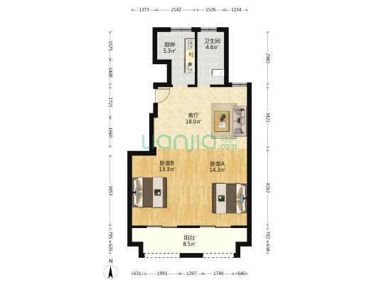 黄隘雅源名庭 2室1厅1卫 80平方