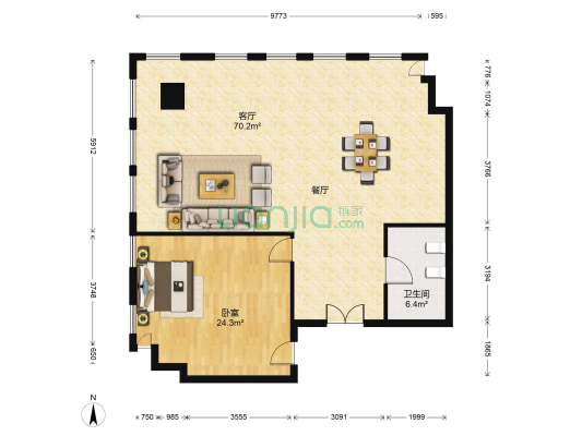 中侨大厦 1室1厅1卫 150平方
