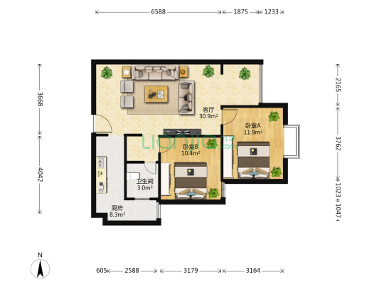 金兰苑 2室1厅1卫 83平方