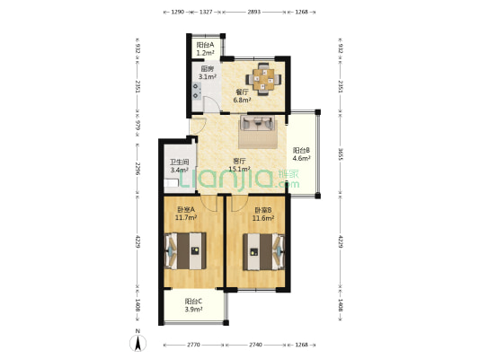 丽水名都 2室2厅1卫 82平方