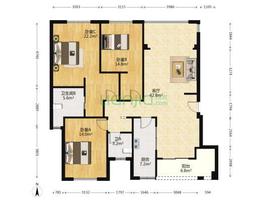 高科江澜 3室1厅2卫 125平方