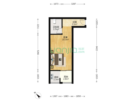 庄园新城 1室0厅1卫 42平方