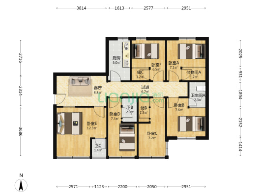 三元里大道景苑街 6室1厅3卫 93平方