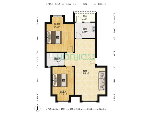 东河佳苑 2室1厅1卫 75平方