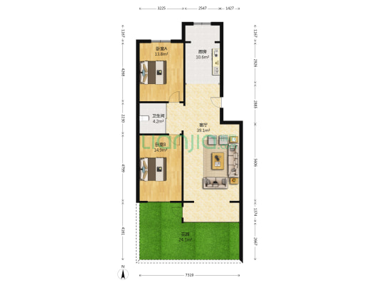 御苑小区 2室1厅1卫 101平方