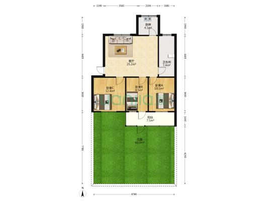 政法干校家属院 3室1厅1卫 89平方