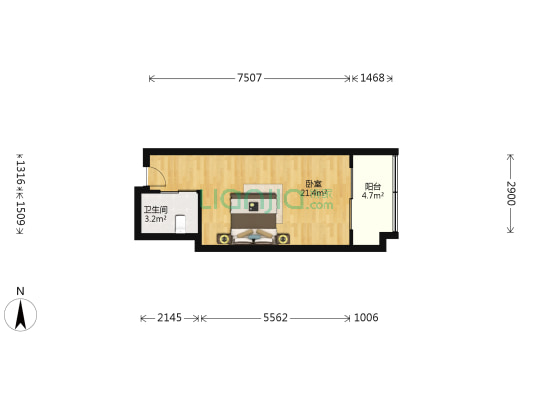 中豪凤起广场 1室0厅1卫 45平方