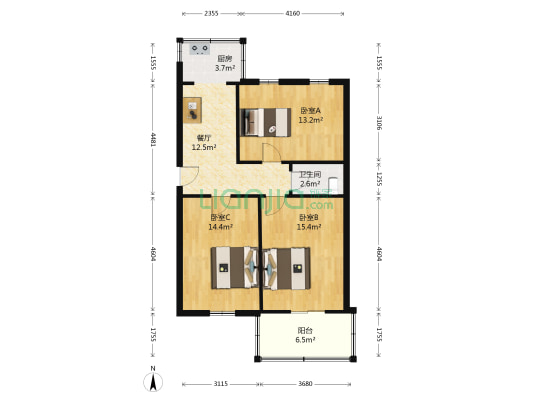 山西省委党校坞城家属小区 3室1厅1卫 77平方