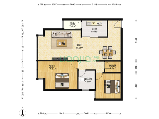 金江小区·曦苑 2室1厅1卫 101平方
