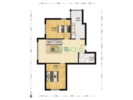 香林名苑 2室1厅1卫 100平方