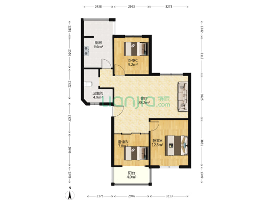 东宇雅苑 3室1厅1卫 93平方