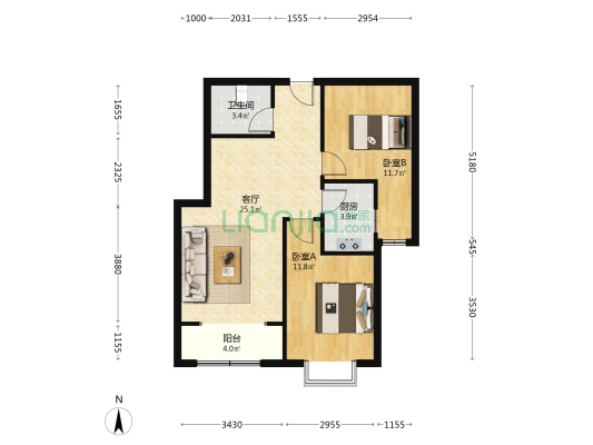天保凌云城 2室1厅1卫 81平方